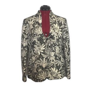 Linda Allard for Ellen Tracy Black & White Silk-Blend Blazer Women's Size 12